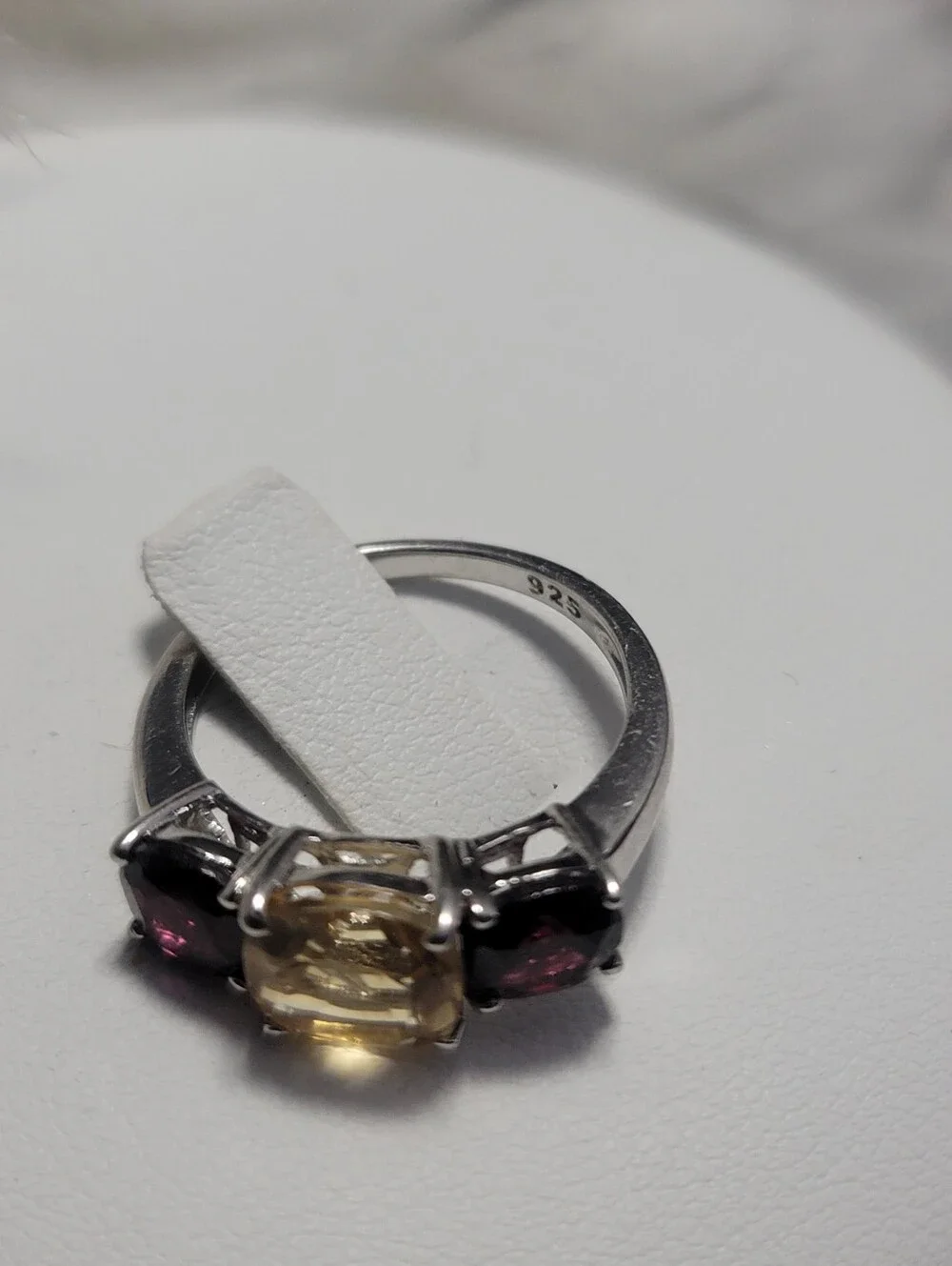 Garnet & Citrine Sterling Silver Size 7 Ring